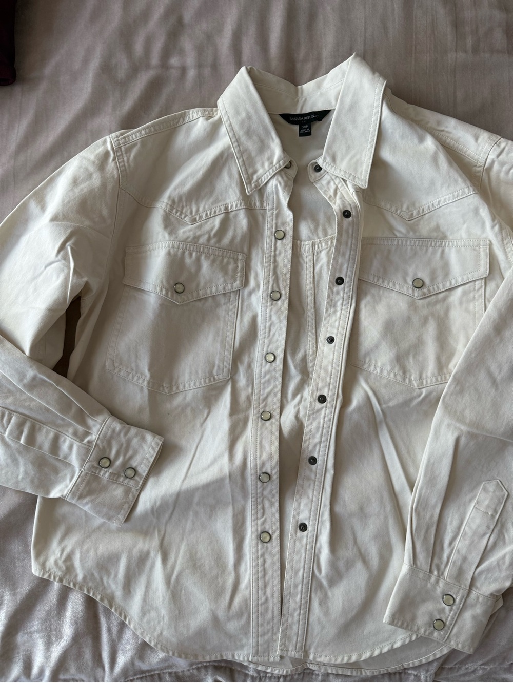 Banana Republic White Snap-Front Western Shirt